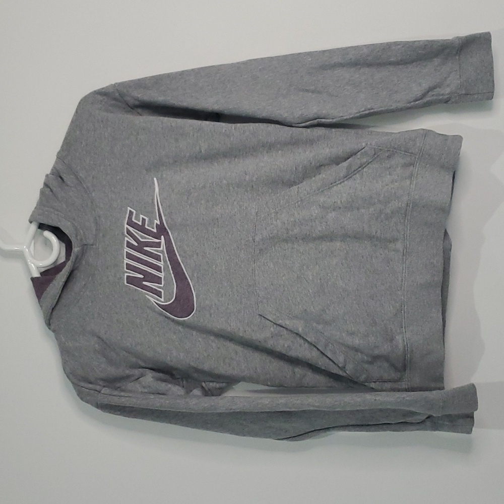 NIKE logo Gray Cotton Hoodie Girls size M  EUC